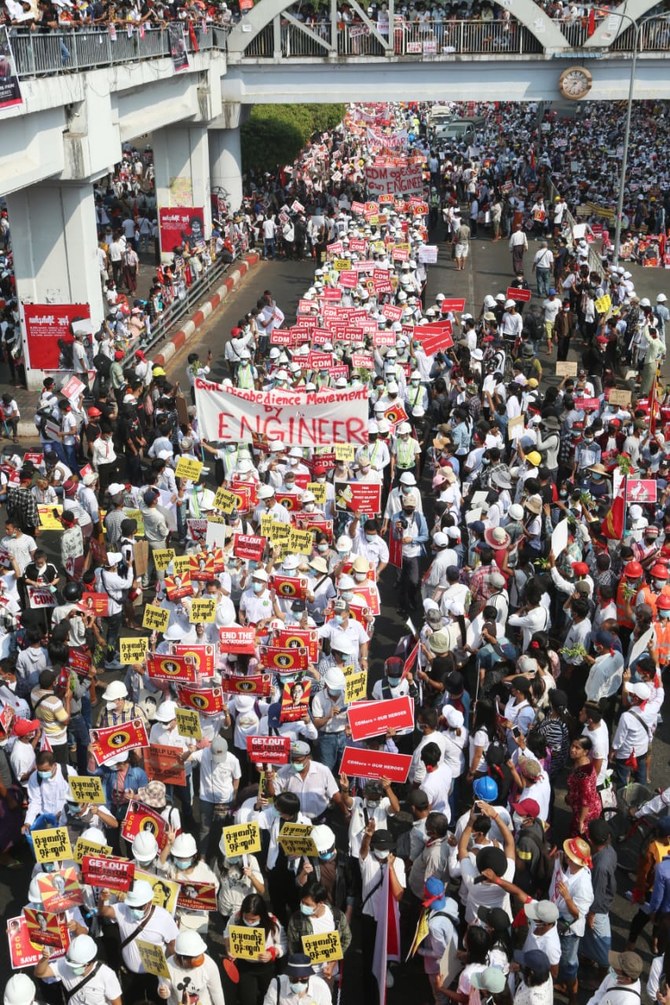 Myanmar Anti Coup Protests Intensify In Defiance Of Military Junta Warnings Arab News