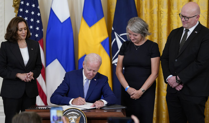 Biden Formalizes US Support For Finland, Sweden Joining NATO | Arab News