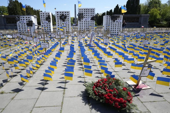 Ukraine Flags Block Russian Ambassador’s Path On Victory Day | Arab News