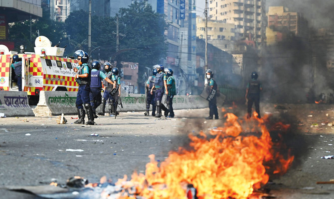 Police and opposition party supporters clash in Bangladesh