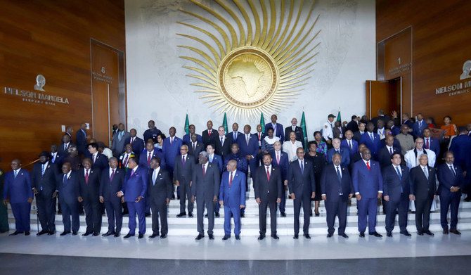 African heads of state pose for a group photo with African Union Commission (AUC) Chairperson Moussa Faki Mahamat during the opening of the 37th Ordinary session of the Assembly of the Africa Union at the African Union Headquarters, in Addis Ababa, Ethiopia February 17, 2024. (REUTERS)