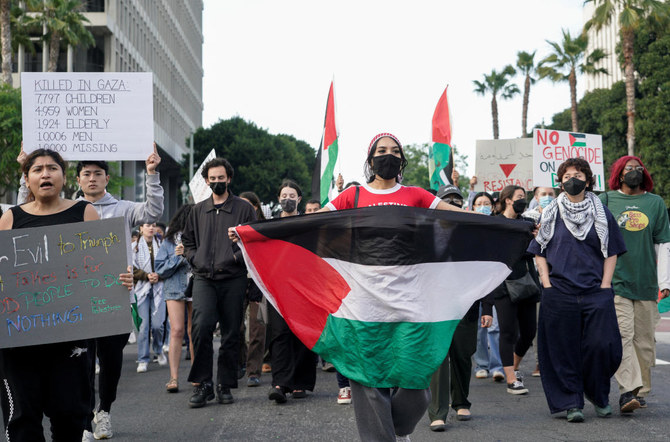 Pro-Palestinian protesters set up tent encampment outside Los Angeles ...