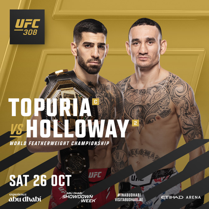 Featherweight champion Topuria to take on Holloway at UFC 308 in Abu