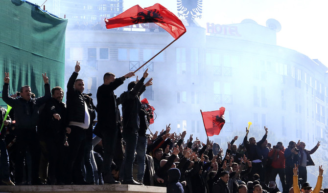 Opposition Supporters Clash With Police In Albania | Arab News