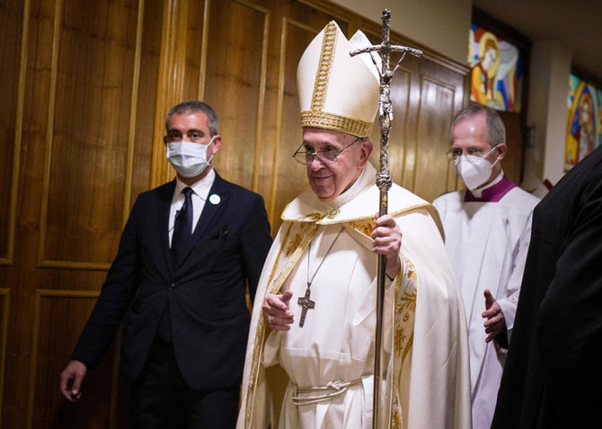 Pope Francis visits Iraqi Christians who suffered under Daesh