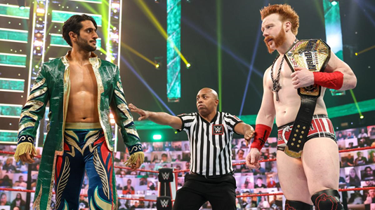 Saudi Arabia’s Mansoor with WWE Superstar Sheamus. (WWE)