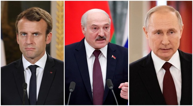  French President Emmanuel Macron and Russian President Vladimir Putin agreed on Monday that tensions on the Poland-Belarus border must be de-escalated. (Reuters/File Photos)