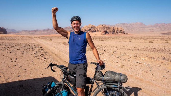 Luca Holzhauser from Germany on a bicycle touring trip traveling for half a year in the Middle East. (Supplied)