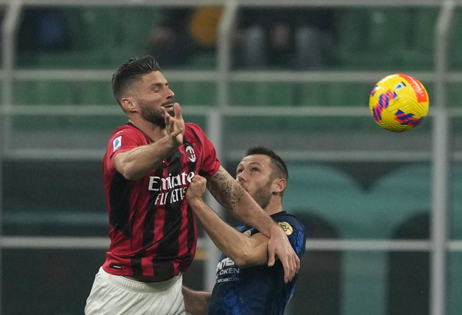 Giroud brace gives AC Milan derby win over Inter