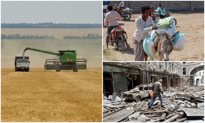 The Russia-Ukraine conflict is threatening to cause a global food crisis that could drive up hunger and undernourishment levels in the Middle East, Central Asia and beyond. (AFP)