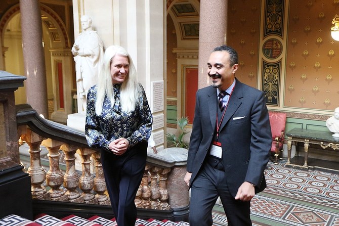 UK Minister for the Middle East Amanda Milling meets Saudi ambassador to UK Prince Khalid bin Bandar. (Twitter/@amandamilling)