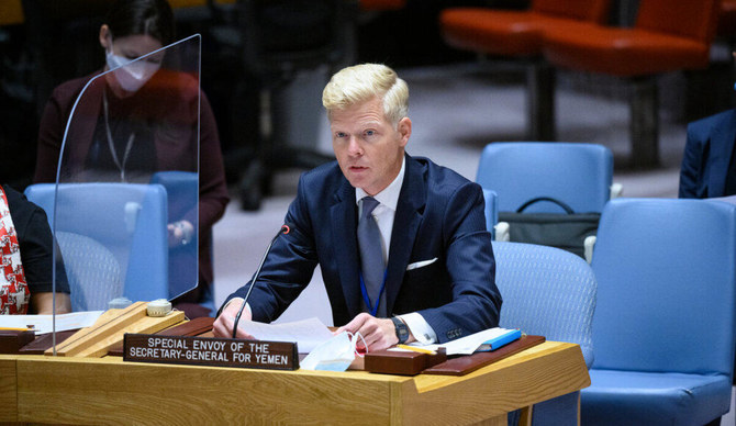 Swedish diplomat Hans Grundberg speaks at the UN. (@UN)