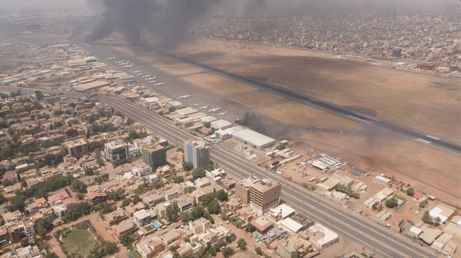 Smoke rises over the city as army and paramilitaries clash in power struggle, in Khartoum, Sudan, April 15, 2023 in this picture