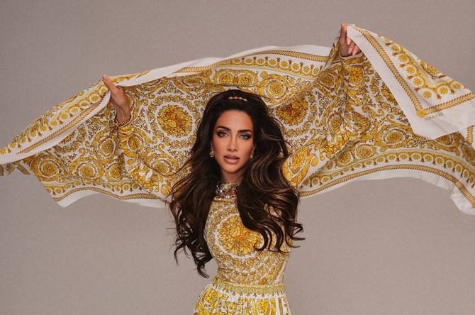 Model Jessica Kahawaty teams up with Italian label Versace for Eid Al-Fitr