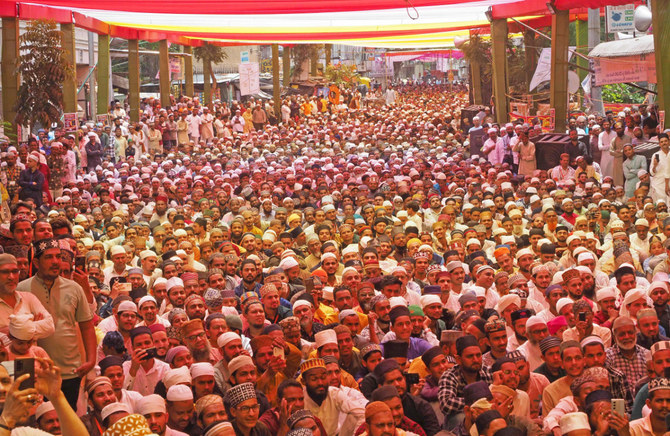 In this photo taken on April 30, 2023, Muslims gather during a congregation in Ahmedabad. (AFP)