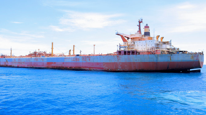 FSO Safer is moored off the coast of Ras Issa, Yemen, prior to the start of an operation led by the UN to unload it on May 30.