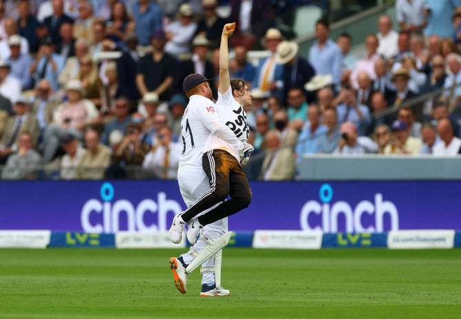 Bairstow carries protester from field at Lord’s, as Australia tighten grip on second test