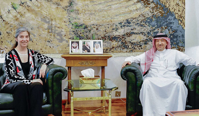 Waleed Elkhereiji receives Gwyneth Kutz in Riyadh. (Supplied)