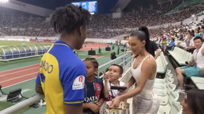 Kim Kardashian, Saint West meet IShowSpeed at Al-Nassr-PSG friendly in Osaka