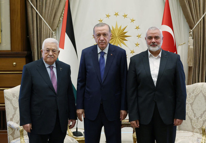 Erdogan meets Palestinian president, Hamas leader in Ankara