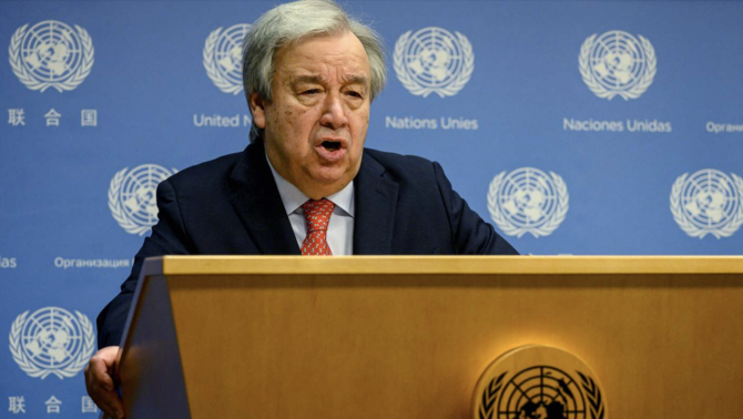 US Secretary-General Antonio Guterres speaks about climate change at UN headquarters in New York City on July 27, 2023. (AFP)