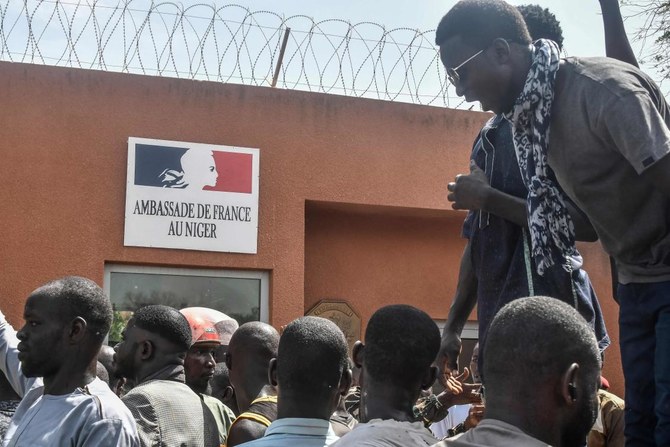 French embassy in Niger is attacked as protesters waving Russian flags march through capital