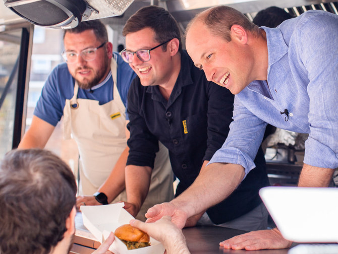 Prince William with the founders of YouTube channel Sorted Food which reviews kitchen gadgets and shares recipes. (Photo/Twitter