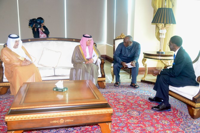 President of Equatorial Guinea Teodoro Obiang Nguema Mbasogo receives Saudi Minister of State for Foreign Affairs Adel Al-Jubeir