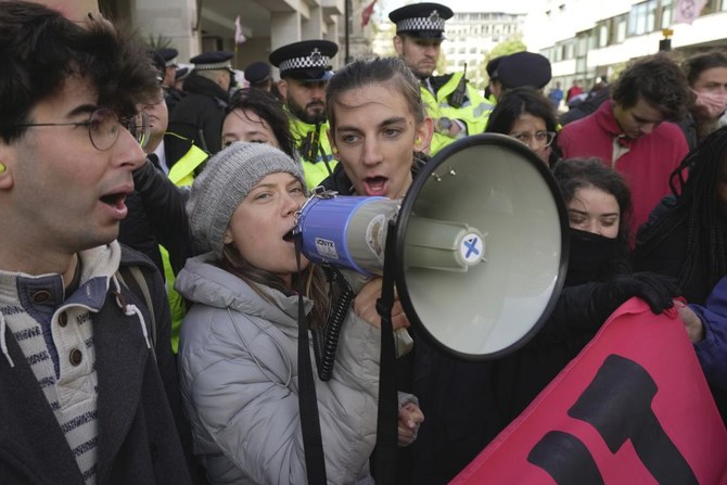 Greta Thunberg was among climate activists detained at a protest to disrupt oil executives’ forum