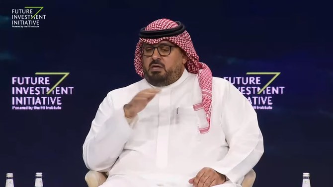  Saudi Economy and Planning Minister Faisal Al-Ibrahim speaks at the Future Investment Initiative in Riyadh on Tuesday.