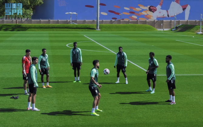 Saudi footballers train ahead of Asian Cup clash with Thailand