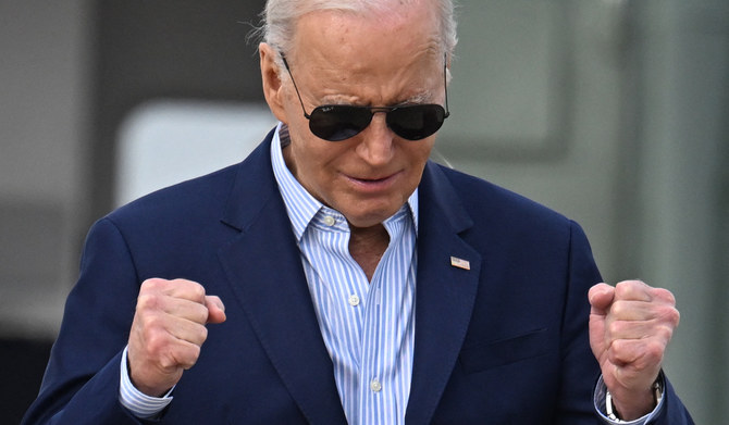 US President Joe Biden arrives to board Air Force One before departing from Joint Base Andrews in Maryland, on March 8, 2024. 