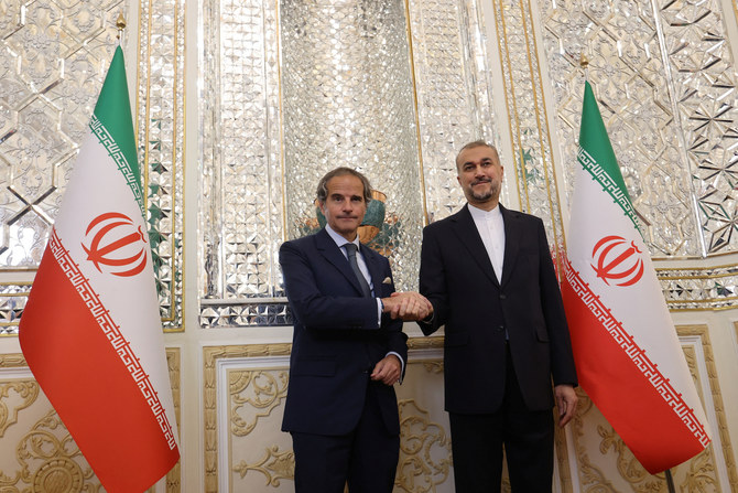 IAEA Director General Rafael Grossi meets with Iran’s Foreign Minister Hossein Amir-Abdollahian in Tehran, Iran, May 6, 2024. 