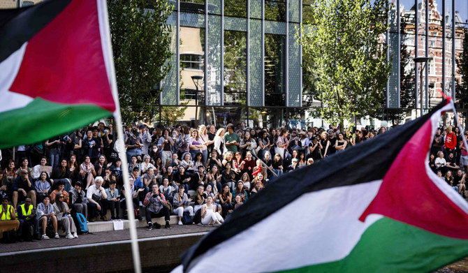 Police aim to break up pro-Palestine protests in Amsterdam