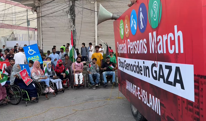 In powerful display of solidarity, disabled Pakistanis rally in Karachi to demand ceasefire in Gaza