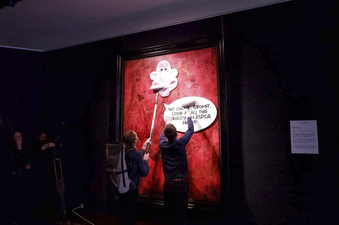 King Charles III painting vandalized by animal rights activists