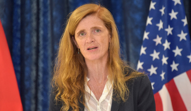 USAid Administrator Samantha Power speaks during a press conference in Port Moresby on August 13, 2023. (AFP file photo)