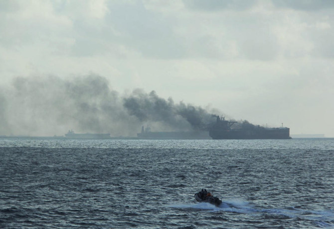 Oil tankers on fire off Singapore, crew members rescued