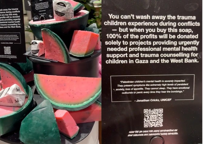 Watermelon soap from cosmetics firm Lush will support Palestinian children’s mental health
