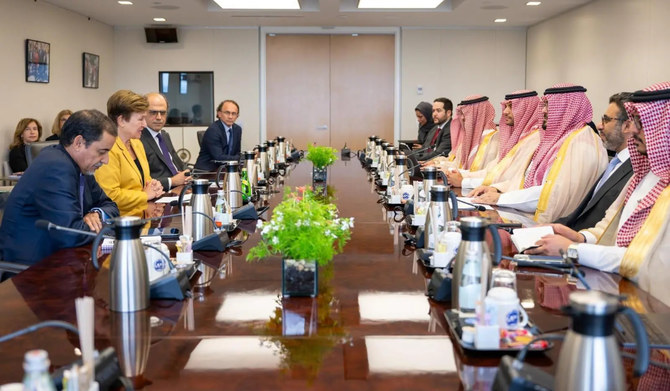 The Saudi Minister of Economy and Planning met with Kristalina Georgieva, the IMF's managing director. (SPA)