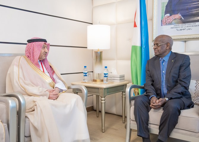 Djibouti’s Prime Minister Abdoulkader Kamil Mohamed receives Saudi Deputy Foreign Minister Waleed Al-Khuraiji on Thursday. (SPA)