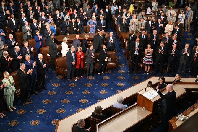Israeli Prime Minister Benjamin Netanyahu speaks to a joint meeting of Congress at the US Capitol on July 24, 2024.