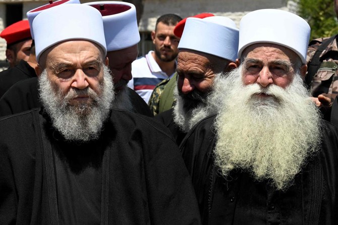 Elderly members of the Druze community gather in solidarity with the victims of the attack in Majdal Shams, on July 30, 2024.