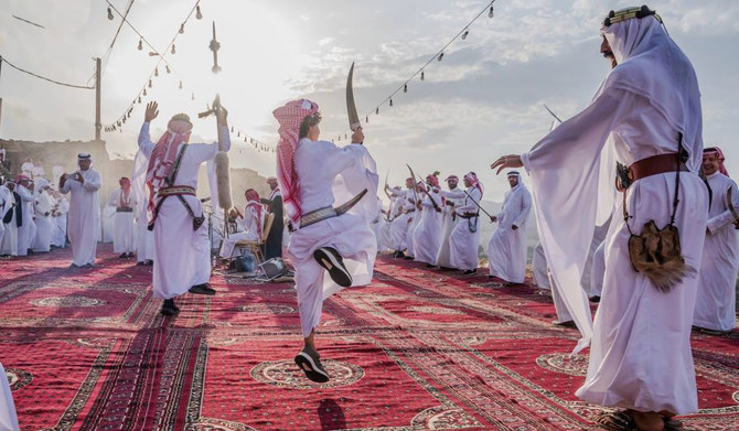 Visitors participate in folk dances and songs and take commemorative photos in the alleyways of these heritage villages. (SPA)