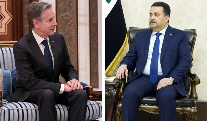 US Secretary of State Antony Blinken (L) and Iraqi Prime Minister Mohammed Shia al-Sudani. (Agencies)
