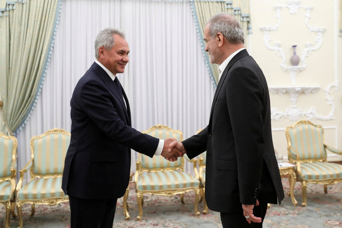 Iran's President Masoud Pezeshkian meets with Russian Security Council's Secretary Sergei Shoigu in Tehran, Iran August 5, 2024.