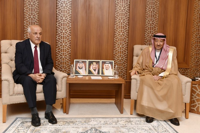 Saudi Deputy Foreign Minister Waleed Al-Khuraiji meets with the Permanent Representative of Palestine to the United Nations.