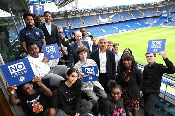 London Mayor Sadiq Khan attends an anti-racism event hosted by Chelsea Football Club in London. (@MayorofLondon)