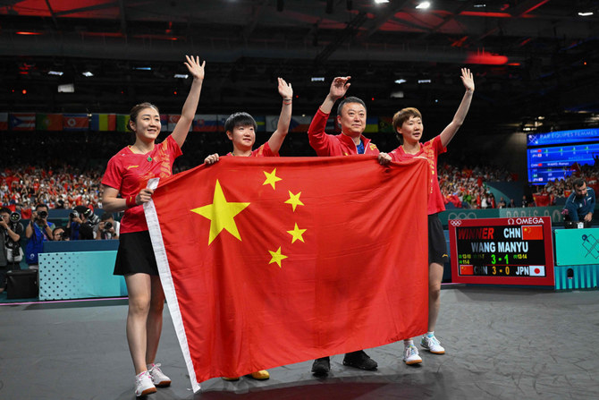 China earns a 300th Olympic gold medal with women’s team victory in table tennis at Paris Games