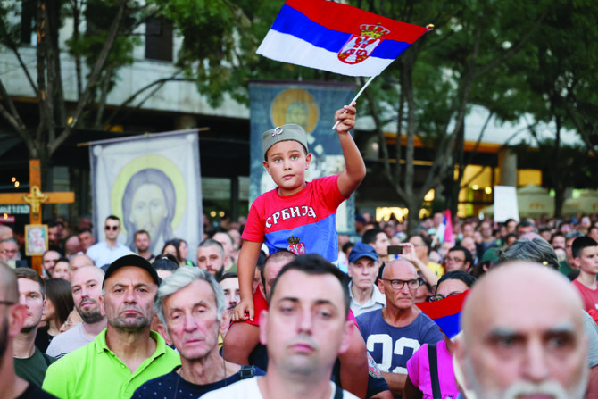 Tens of thousands of Serbians took to streets in Belgrade on Saturday against lithium mining in Serbia. (Reuters)